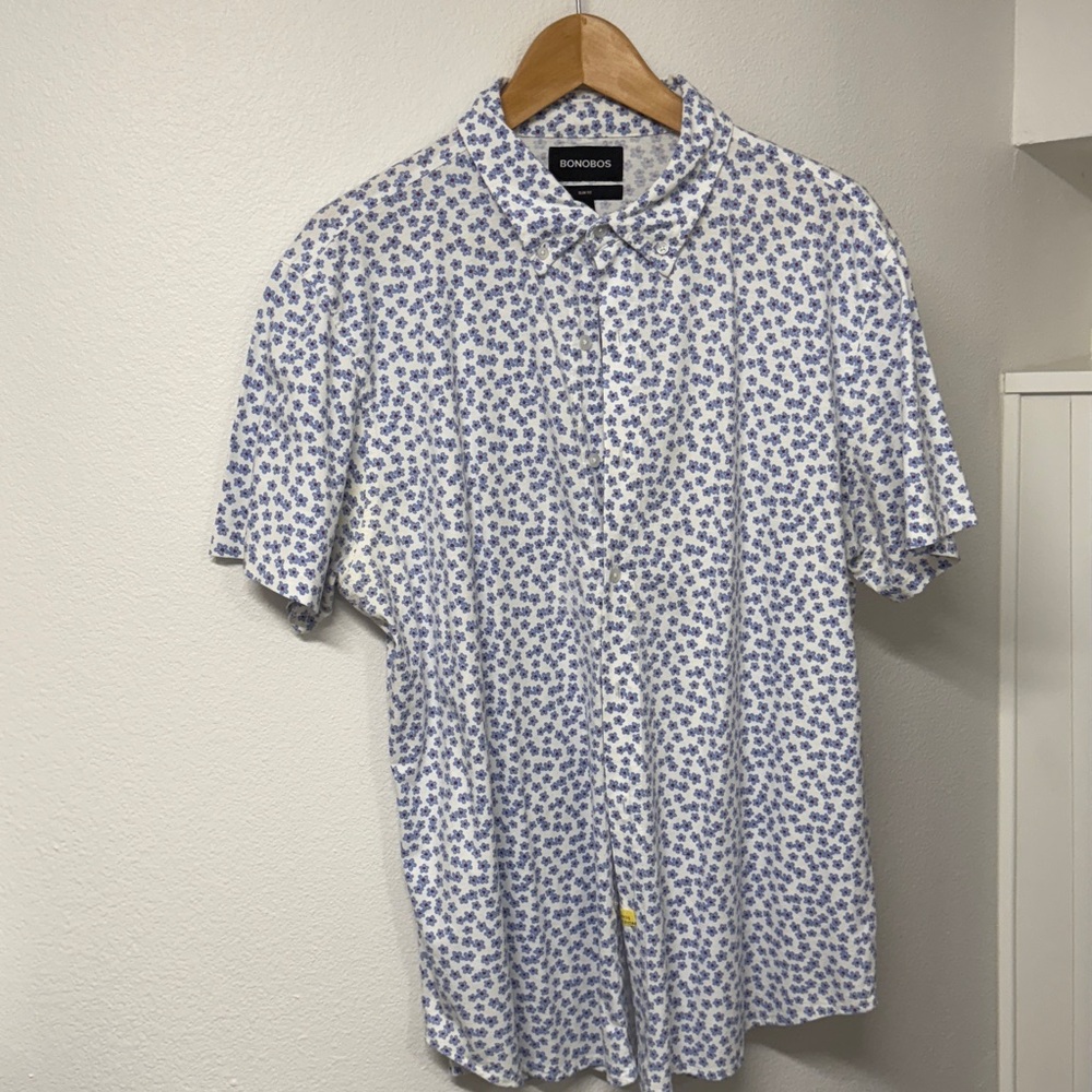 Bonobos White and Blue Patterned Men's Shirt